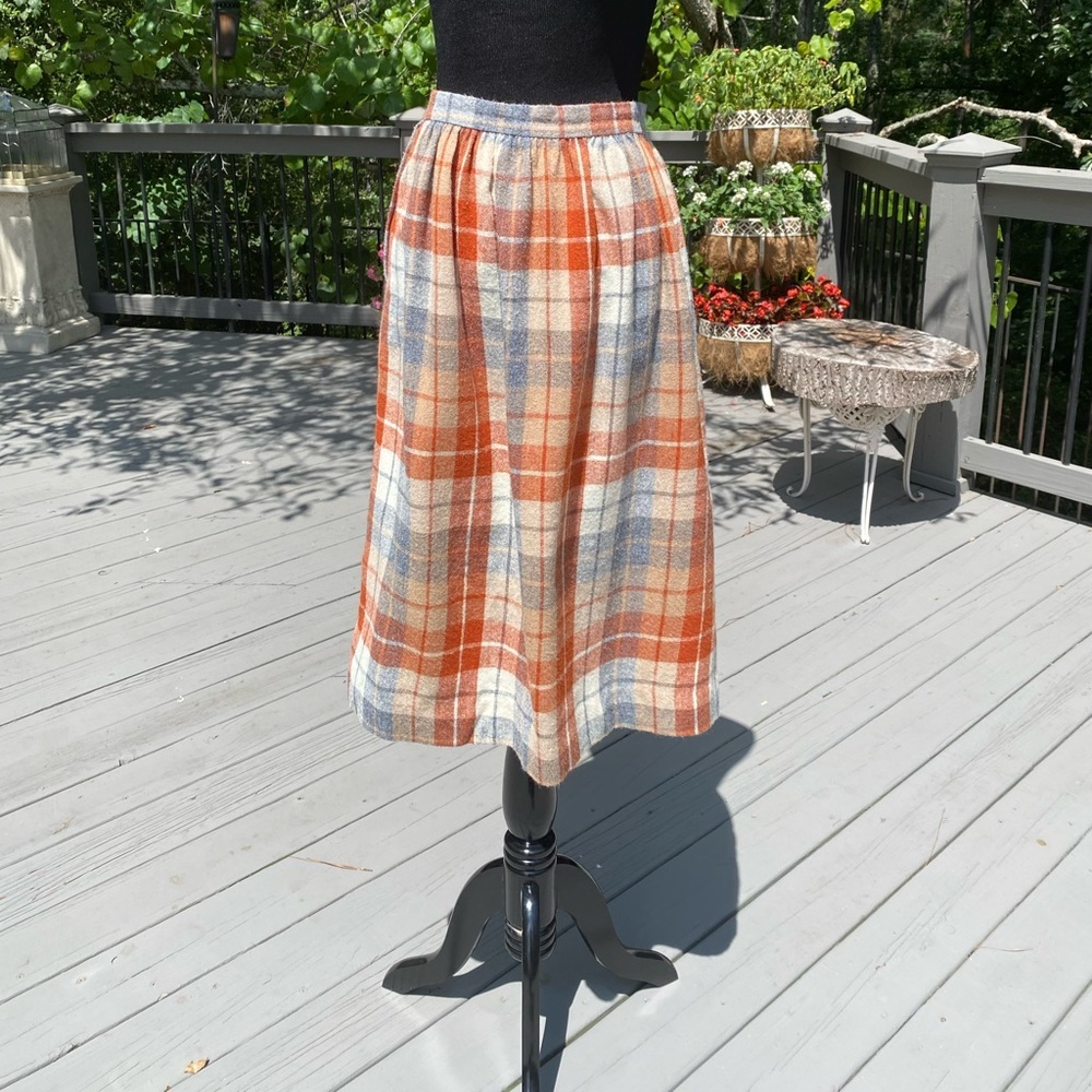 Vintage 60s 70s Highwaisted Mod Fall Dark Academia Plaid Skirt Union Label